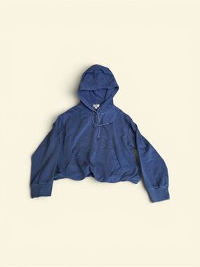 Evereve Blue Cropped Hoodie Sweatshirt